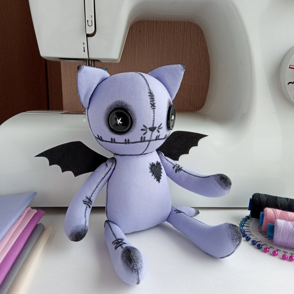 Handmade-Pastel-Goth-Doll-Cat-Stuffed-Animal