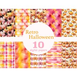 Retro Halloween Digital Papers | Vintage Autumn Pattern