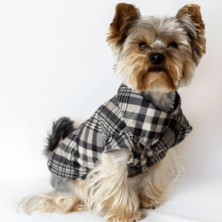 Sherlock-inspired dog jacket in a classic checkered pattern, designed to protect your furry friend from rain and wind.