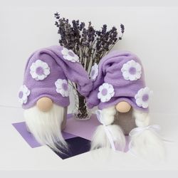 Purple Gnomes Stuffed Gnome Dolls Set of Girl Boy Lavender Flower Gnome Family Gnome Gift Farmhouse Gnome Cute Summer