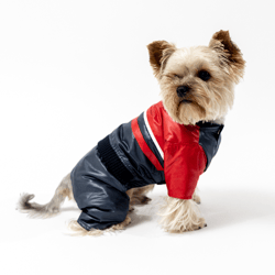 Red Demi-Season Sport Jumpsuit for Small Male Dogs: Active and Stylish!
