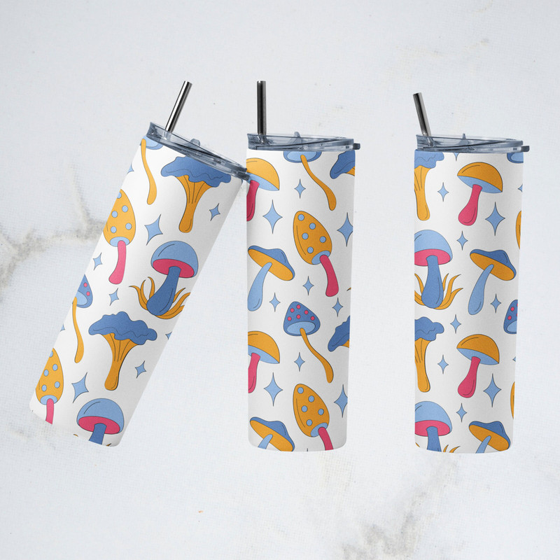 Mushrooms 20 oz Skinny Tumbler Sublimation Design Digital Download PNG.jpg