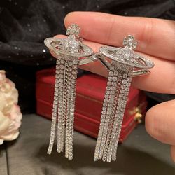 long tassel planet earrings