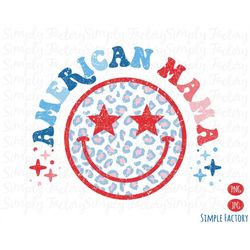 american mama png, american smiley mama png, mothers day png, happy mama png, leopard print png, retro png, vintage subl