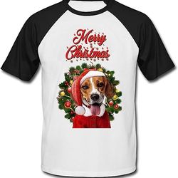teesquare1st Men's Beagle Merry Christmas Santa Black Short Sleeved T-Shirt