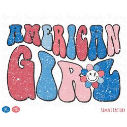 retro smiley american girl png, groovy american png, 4th of july png,  american png, vintage groovy american babe sublim