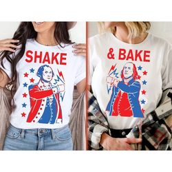 shake & bake matching 4th of july shirts for kids, fourth of july toddler graphic tee, natural retro t-shirt