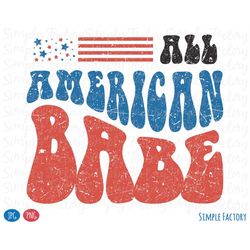 retro all american babe png, groovy american png, 4th of july png,  american png, retro png, vintage groovy american bab