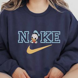 nike x donald duck cartoon embroidered sweatshirt, brand cartoon embroidered sweatshirt, custom cartoon embroidered