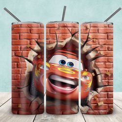 cartoon tumbler, cartoon lightning mcqueen straight skinny tumbler, lightning mcqueen sublimation wrap skinny tumbler