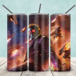 star lord tumbler, star lord guardian of the galaxy straight skinny tumbler, peter quill sublimation wrap skinny tumbler