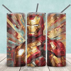 iron man tumbler, iron man super hero straight skinny tumbler, iron man super hero sublimation wrap skinny tumbler