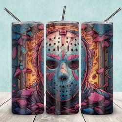 jason voorhees tumbler,jason voorhees straight wrap skinny tumbler,voorhees horror movie sublimation wrap skinny tumbler