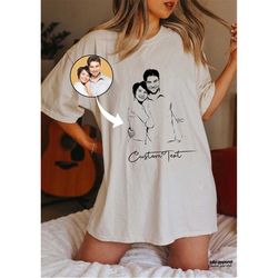 Custom Portrait From Photo Shirts, Customized Family Photo T-Shirt, Personalized Tops,Picture on Tees,Cat Dog Photo,Yout