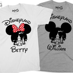 Disneyland Mickey Minnie Personalised Unisex T-shirt, Matching Family Shirt, Customised Top for Disney Lover, Birthday G
