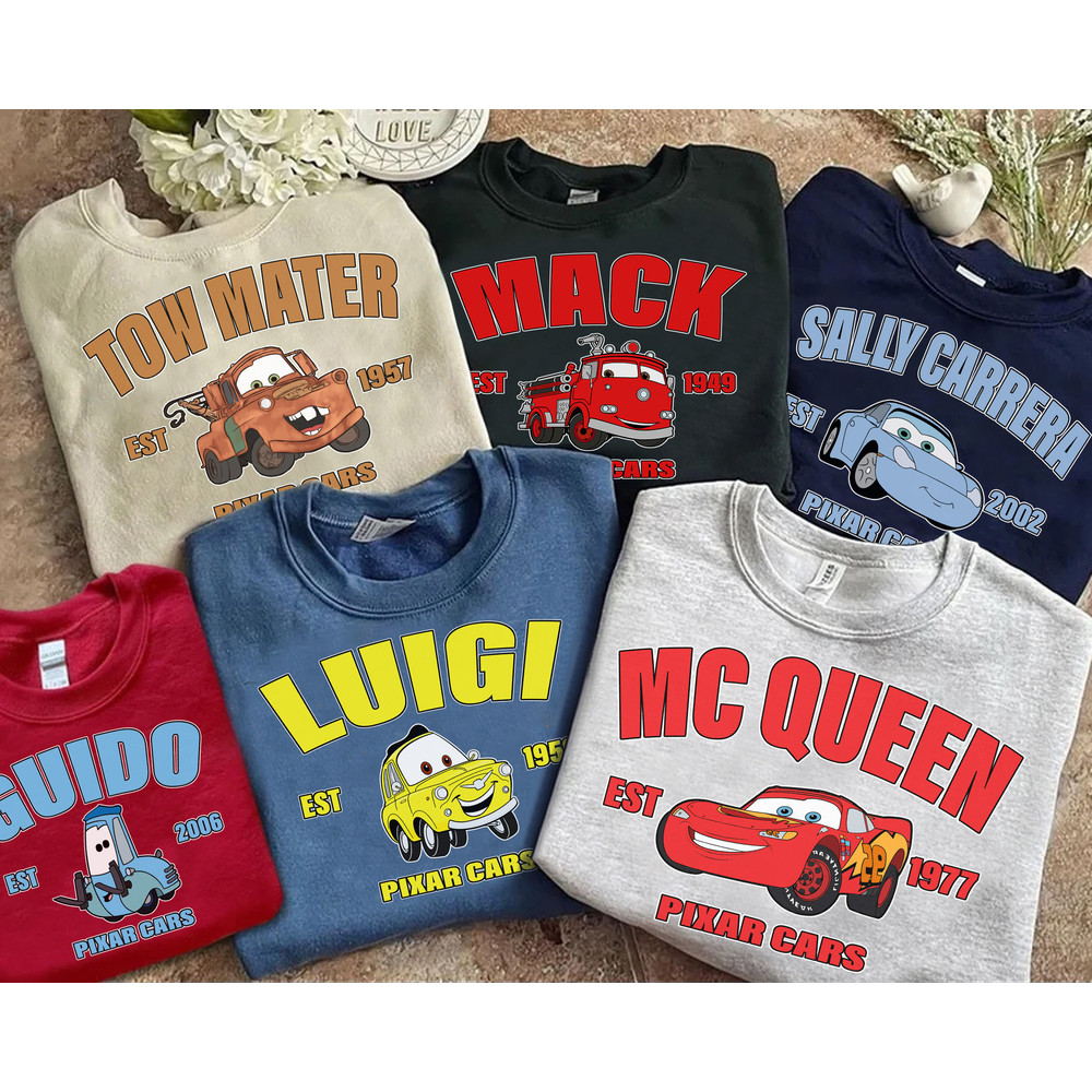 Disney Pixars Cars Characters Group Squad Custom MC Queen Vintage Shirt, Magic Kingdom Unisex T-shirt Family Birthday Gift Aid Toddler Tee - 1.jpg