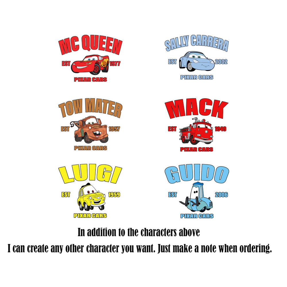 Disney Pixars Cars Characters Group Squad Custom MC Queen Vintage Shirt, Magic Kingdom Unisex T-shirt Family Birthday Gift Aid Toddler Tee - 2.jpg