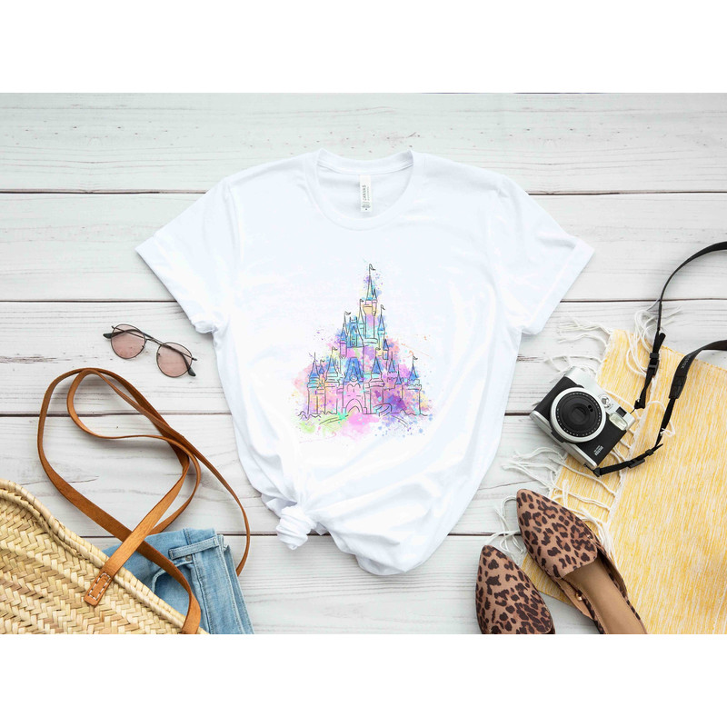 Disney Watercolor Castle T-Shirt, Disney Castle Shirt, Disney Vacation Shirt, Disney Trip Shirt, Disney Family Shirt, Family Vacation Shirt - 1.jpg