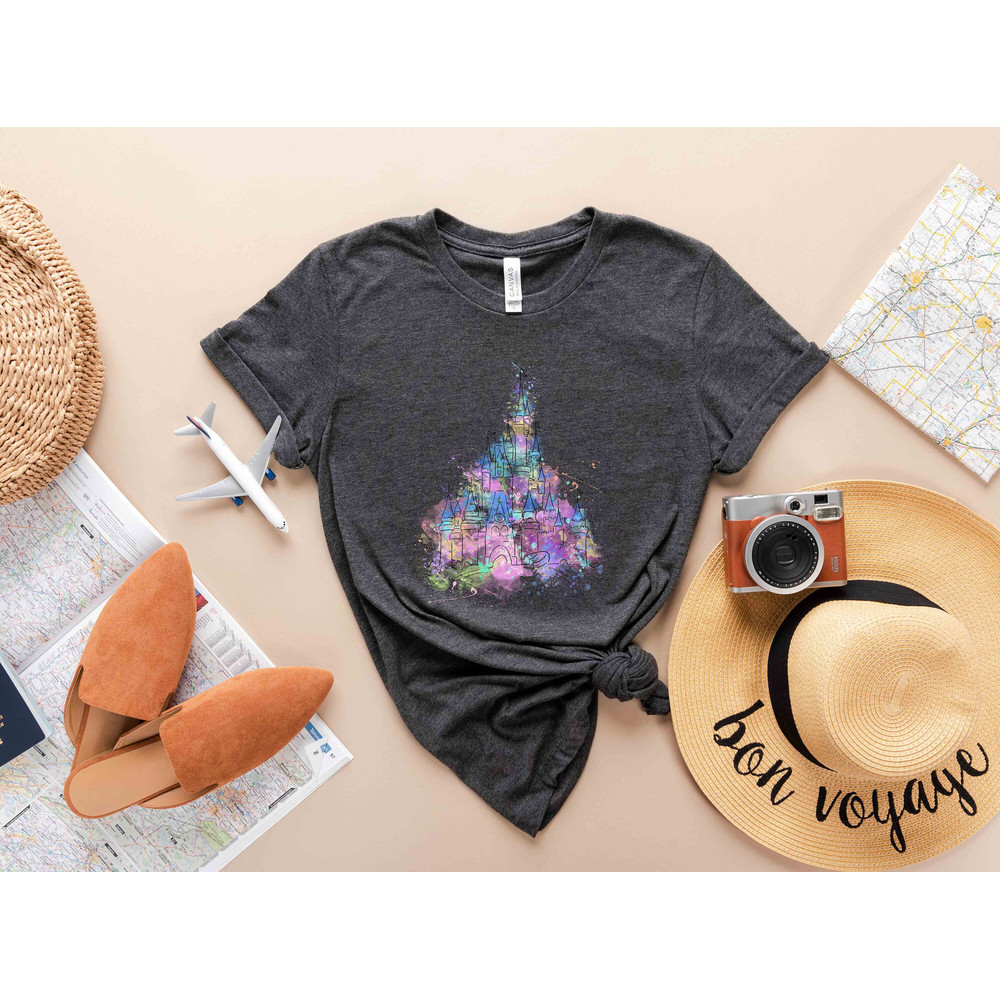 Disney Watercolor Castle T-Shirt, Disney Castle Shirt, Disney Vacation Shirt, Disney Trip Shirt, Disney Family Shirt, Family Vacation Shirt - 2.jpg