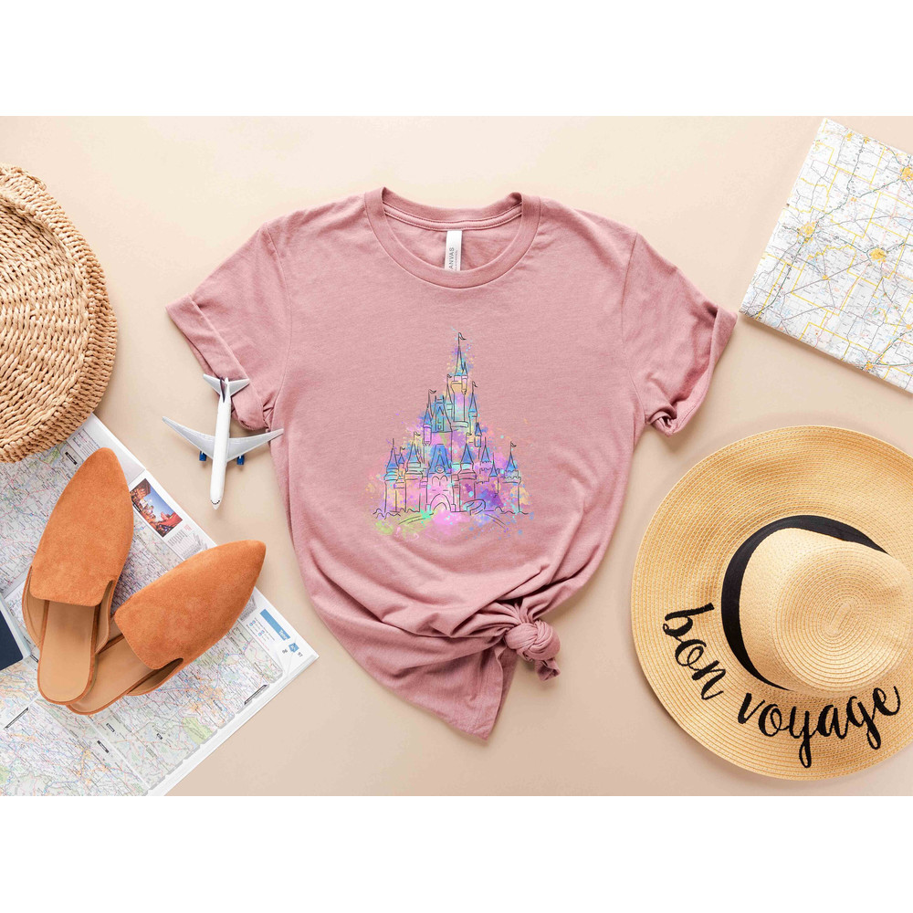 Disney Watercolor Castle T-Shirt, Disney Castle Shirt, Disney Vacation Shirt, Disney Trip Shirt, Disney Family Shirt, Family Vacation Shirt - 3.jpg