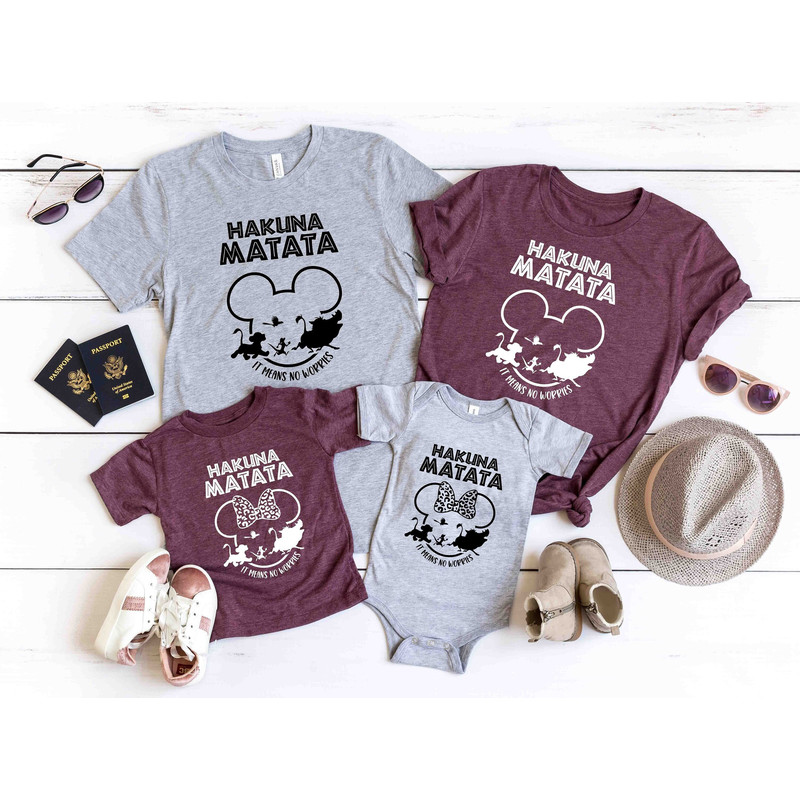 Hakuna Matata It Means No Worries T-Shirt, Disney Family Shirt, Disney Trip Shirt, Animal Kingdom Shirt, Disney Shirt, Family Vacation Shirt - 1.jpg