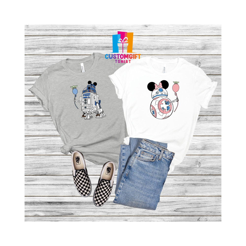 Star Wars Couple T-shirt, Disney Shirt, R2D2 BB8 Couple Shirt, Mickey Minnie Shirt, Disney Star Wars Shirt, Couple Gift, Disney Trip Shirt - 2.jpg