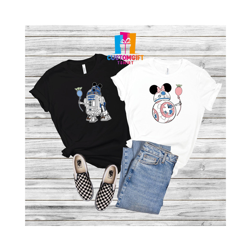 Star Wars Couple T-shirt, Disney Shirt, R2D2 BB8 Couple Shirt, Mickey Minnie Shirt, Disney Star Wars Shirt, Couple Gift, Disney Trip Shirt - 3.jpg