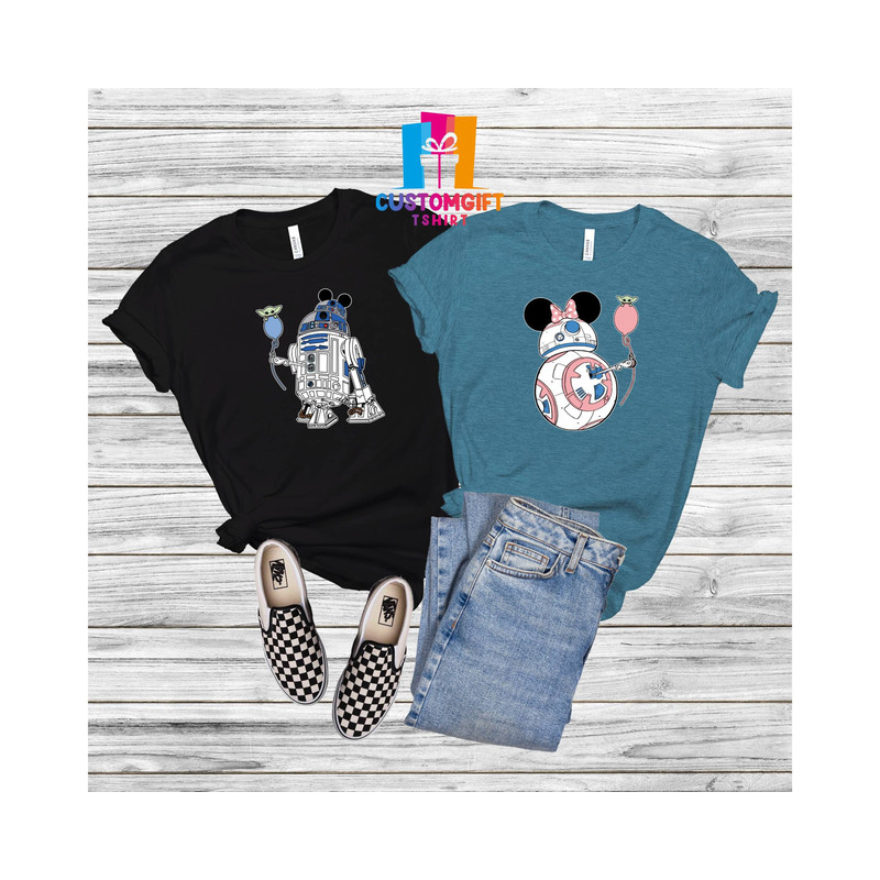 Star Wars Couple T-shirt, Disney Shirt, R2D2 BB8 Couple Shirt, Mickey Minnie Shirt, Disney Star Wars Shirt, Couple Gift, Disney Trip Shirt - 4.jpg