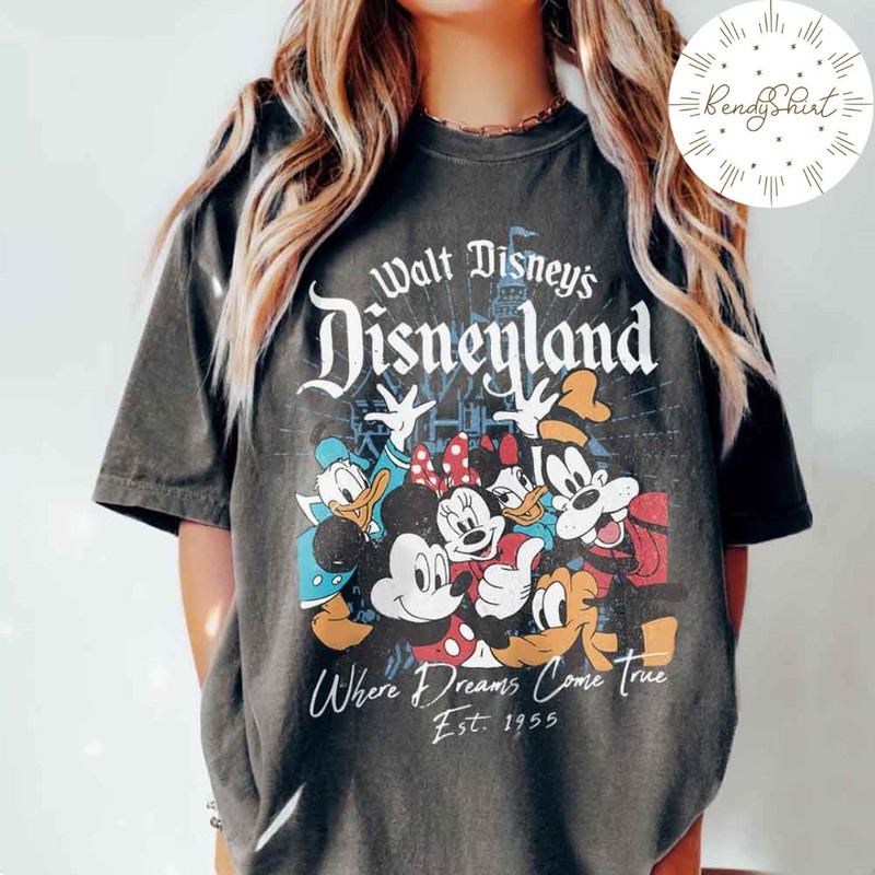 Vintage Walt Disney's Disneyland Est 1955 Where Dreams Come True Shirt, Retro Disney Castle Shirt, Mickey and Friends, Disney Family Shirt - 2.jpg