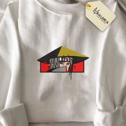 anime custom embroidered sweatshirt, uchiha itachi embroidered sweatshirt, custom anime embroidered sweatshirt