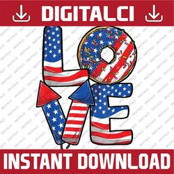 Funny 4th Of July Love Donut Patriotic American Flag USA Png, Love Donut Patriotic Png, Independence day Png, Digital