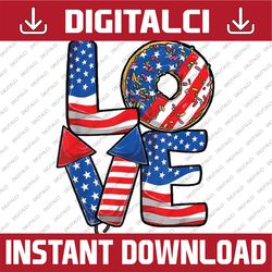 funny 4th of july love donut patriotic american flag usa png, love donut patriotic png, independence day png, digital