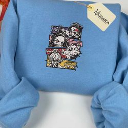 demon slayer embroidered sweatshirt, inspired anime embroidered sweatshirt, custom anime embroidered hoodie