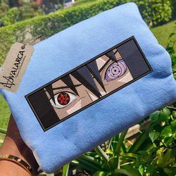 uchiha itachi embroidered sweatshirt, anime embroidered sweatshirt, anime embroidered crewneck, custom anime embroidered