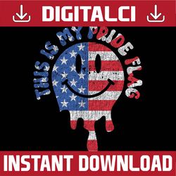 this is my pride flag usa happy face american 4th of july png, western smiley face png, independence day png, digital