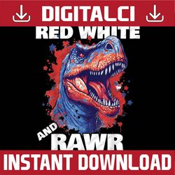dinosaur red white rawr american flag 4th of july t rex boy png, red white rawr png, independence day png, digital