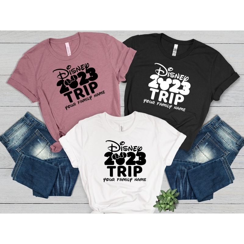 Disney 2023 Trip Your Family Name Shirts, Mickey And Minnie T-shirt, Disney Couple Shirt, Disney 2023 Trip Shirt, Disney Family Vacation - 1.jpg