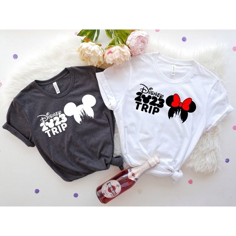 Disney 2023 Trip Shirts, Disney Family Vacation 2023, Mickey And Minnie T-shirt, Disney Couple Tee, Disney Castle Shirt, Disney Matching Tee - 3.jpg