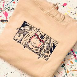 anime embroidered sweatshirt, jiraiya naruto embroidered sweatshirt, anime embroidered crewneck, anime embroidered