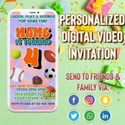 sports birthday invitation, video invitation evite