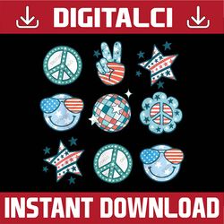 groovy 4th of july peace hand sign america png, groovy america vibes png, independence day, digital download