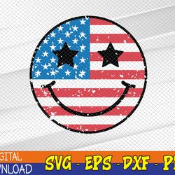 american flag smiley svg, 4th of july svg, retro smiley svg, patriotic svg, american smiley, usa flag svg, eps, png, dxf