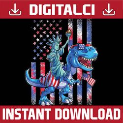 Dino Statue Of Liberty 4th Of July Boys American Flag Png, Usa Flag Dinosaur Png, Independence day Png, Digital Download