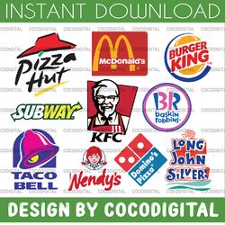 logo fashion brand bunlde: mcdonald's svg, kentucky fried chicken svg, kfc svg, taco bell svg, pizza hut svg, burger