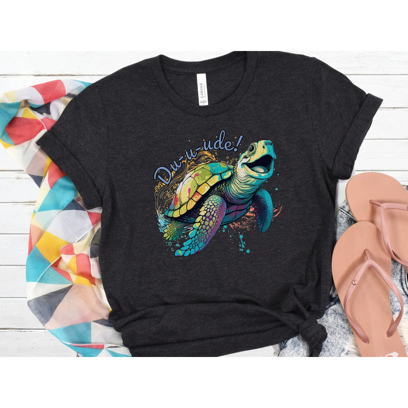 Cool Sea Turtle T-shirt, Disney Look Of Crush, Cute Turtle Saying, Multicolor Ocean Turtle, Finding Nemo Turtle, AI Art Shirt, Happy Turtle - 1.jpg