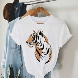 tiger graphic tee, women's t-shirt tropical jungle vintage tee, get em tiger, t-shirt for women, gift for her