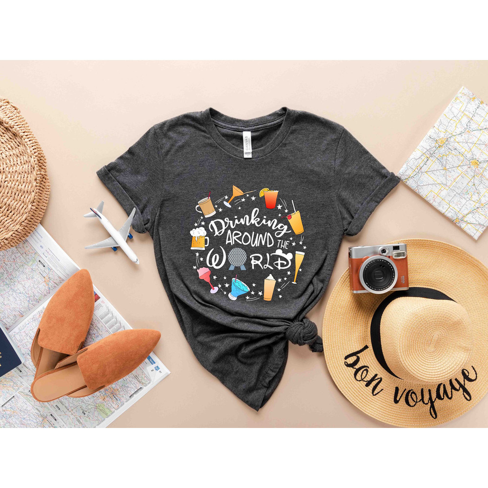 Drinking Around the World T-Shirt, Disney Drinks Shirt, World Traveler Shirt, Disney Drinking Shirt, Epcot Disney Shirt, Food and Wine Fest - 1.jpg