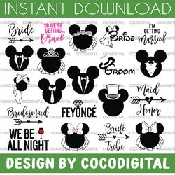 wedding minnie and mickey bride and groom svg, cutting file, mickey minnie wedding svg, bride and groom svg, married svg