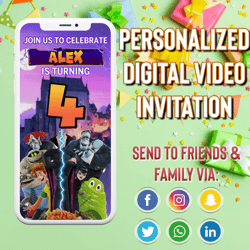 hotel transylvania: transformania invitation, hotel transylvania video invitation, hotel transylvania birthday