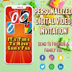 uno video invitation, uno birthday video invitation, digital evite, electronic invitation, kids birthday video invite